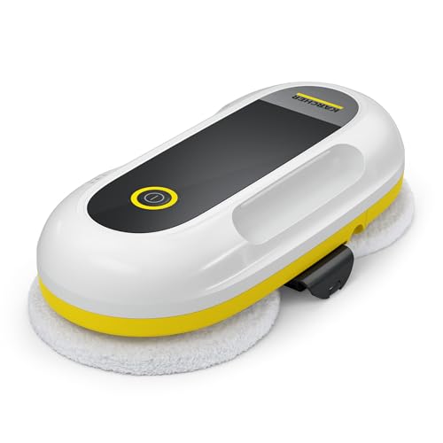Karcher Fensterputzroboter RCW 2, automatische Fensterreinigung mit 5 Reinigungsmodi, Notversorgungs-Akku, 3 min/m², 70 ml Tank, 5 m Kabel, 3 Paar Wischbezüge