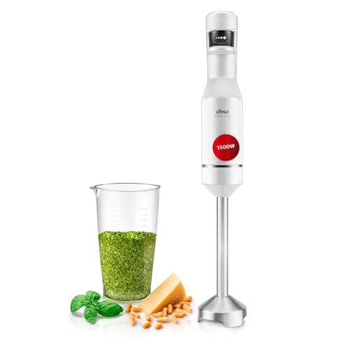 Ufesa Stabmixer Stellar TouchSpeed 1500W, Digitalanzeige, Variable Touch-Geschwindigkeit, 4 Hochleistungs-Klingen, Ergonomisches Spritzfreies Design, BPA-frei Messbecher Inklusive