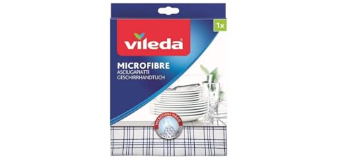 Vileda Microfibre Plus Geschirrtücher 55 x 40 cm – 2er Pack, maximale Saugfähigkeit, 100% Mikrofaser (Blau)
