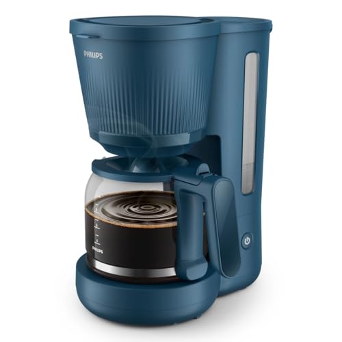 Philips HD7411/70 Serie 3000, Filterkaffeemaschine mit 1,3L Fassungsvermögen, blau, Anti-Tropf und Warmhaltefunktion