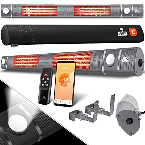 KESSER® Infrarot Heizstrahler 3000W IR-Gastro-Bar Inkl. LED Licht Terrassenstrahler Mit WiFi & Fernbedienung inkl. Schutzhülle Infrarotstrahler Quarzstrahler Terrassenheizer Wand-Heizstrahler