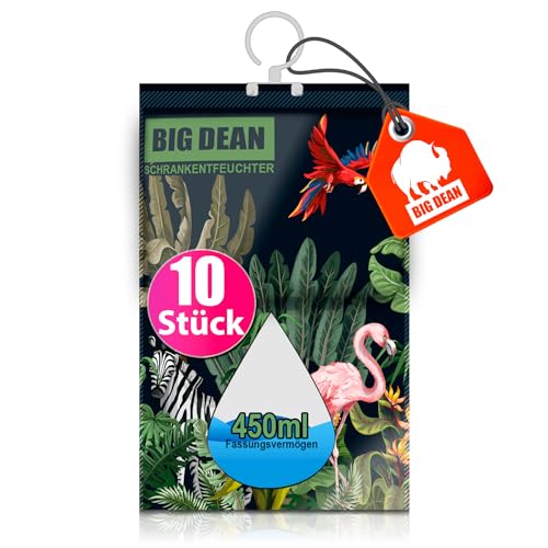 BigDean XL Luftentfeuchter 10er Pack, jeweils bis zu 450ml, stromlos, für Schränke und Fenster, wiederverwendbar
