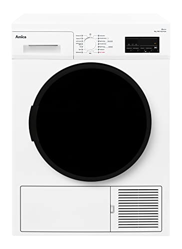 Amica WTP 489 031 Wärmepumpentrockner/Weiß mit schwarzem Bullauge / 8kg / BLDC-Motor / 15 Programme/LED-Innenbeleuchtung/LED-Display