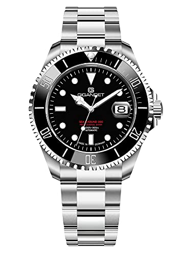 Gigandet Herren-Automatikuhr Sea Ground 300 Ceramic Date - Made in Germany - Keramiklünette - Saphirglas - Swiss Super Luminova - Edelstahl - 300m/30bar wasserdicht - G300-013M-C, schwarz