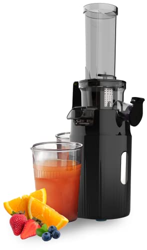 Zuminstant Compact Elektrische Saftpresse (Slow Juicer): kaltgepresst, reich an Nährstoffen, schaumfreier Entsafter, platzsparend, für Kleine Räume, für frisches Obst und Gemüse
