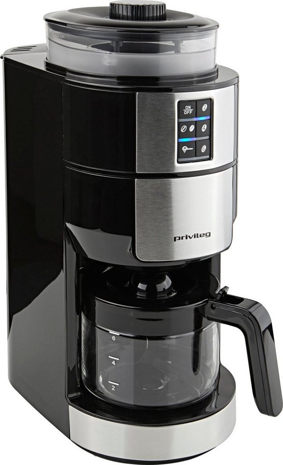 Privileg Kaffeemaschine CM1121-GS, mit Mahlwerk und Warmhalteplatte, individueller Mahlgrad, programmierbare Kaffeestärke, für 6 Tassen