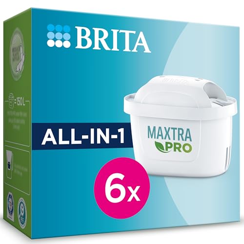 BRITA Maxtra Pro All-in-1 Wasserhahnfilter, reduziert Chlor, Kalk und PFAS, kompatibel mit Wasserfilterkannen, 6 Stück Brita