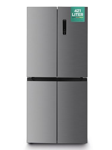 Heinrich´s Cross Door Kühlgefrierkombination mit 421L Gesamtvolumen, Total-No-Frost Funktion, 150L Gefriervolumen, Multi-Airflow, Fresh Converter System, LED Beleuchtung, Inox