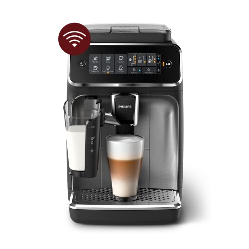 PHILIPS Series 3200 Kaffeevollautomat – WLAN-Konnektivität, LatteGo Milchsystem, 5 Kaffeespezialitäten, Mit App-Steuerung, Intuitives Touchdisplay, Silber