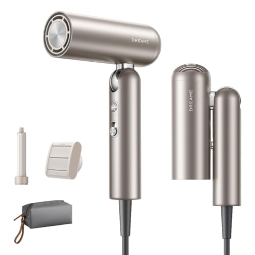 DREAME Pocket Hochgeschwindigkeits-Haartrockner, 3 Klappbare Formen, 300g, 110.000U/min Motor, 300 Millionen negative Ionen pro cm³, 57 °C konstante Temperatur, 40-Sekunden-Trocknung, Gold
