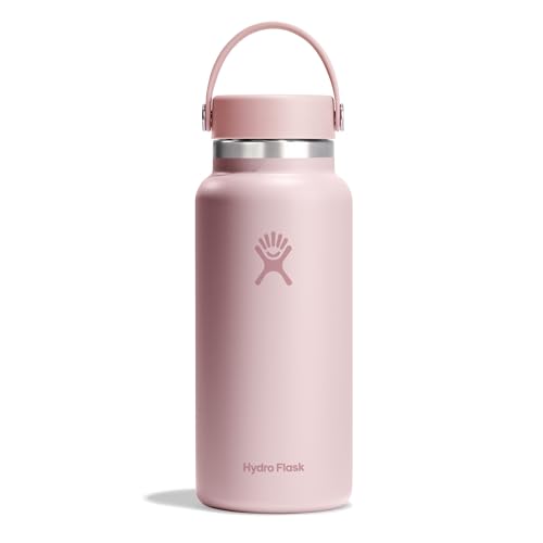 Hydro Flask Wide Mouth Trinkflasche 946ml (32 oz) - Isolierte Wasserflasche aus Edelstahl - Trillium, auslaufsicherer Flex Cap-Deckel & Gurt, Thermoflasche Spülmaschinenfest