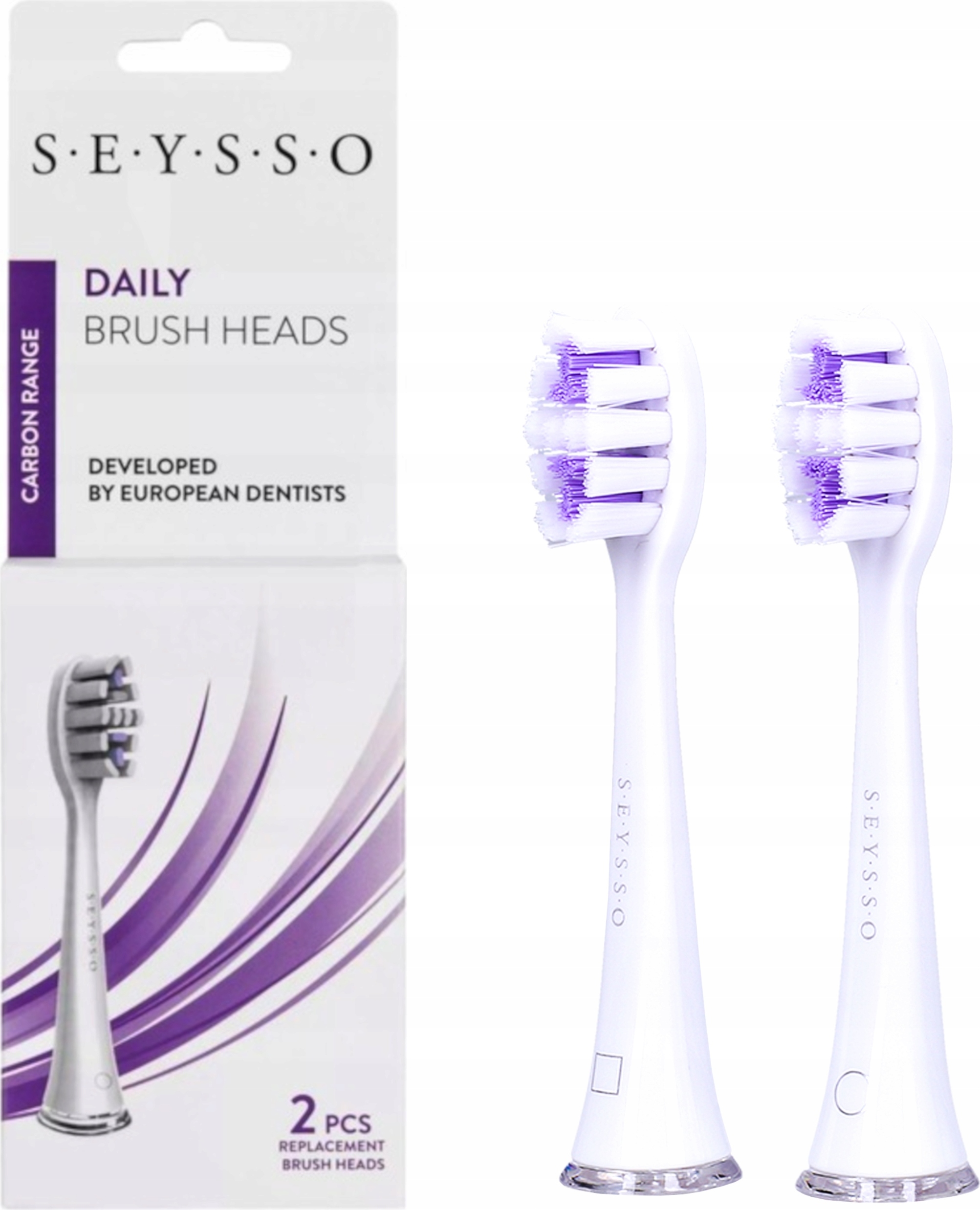 Seysso Carbon Tägliche Spitze SE0103 2Stk., Zahnbürstenköpfe für Erwachsene, optimale Reinigung, Carbon Basic White