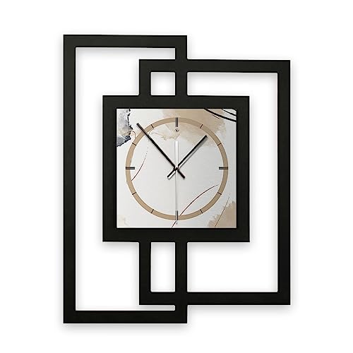 Kreative Feder Designer-Wanduhr „Abstract Elegance“ in modernem Metallic-Look ohne Tickgeräusche (Funk/Quarz) (Funkuhrwerk)