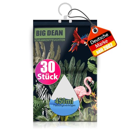 BigDean 30er Pack XL Luftentfeuchter Kleiderschrank - Effektive Entfeuchtung ohne Strom, 450ml pro Beutel