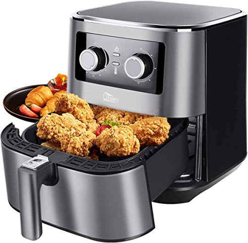 Uten Heißluftfritteuse, 5.5L XXL Airfryer heissluftfriteuse 1700W Friteuse, Timer, Antihaft-Bratkorb Luftfritteuse für 2-8 Personen, Wärmeisoliert