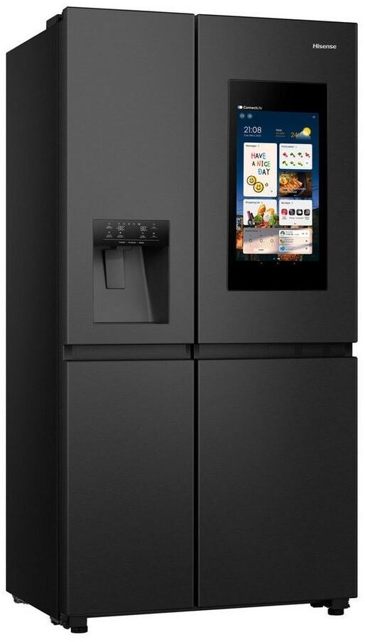 Hisense RS9P628GPFE, Side-by-Side Kühl-Gefrier-Kombination mit 21-Zoll Smartscreen, Eis- und Wasserspender, ConnectLife Hub und Fotowand-Funktion
