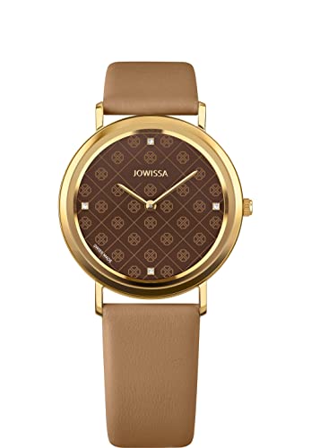 JOWISSA Gold/Braun AnWy, Schweizer Damenuhr J6.227.L, handgefertigt in der Schweiz