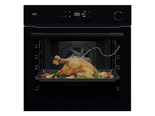 AEG 7000 SteamCrisp® NBR7P621SB, Einbaubackofen mit pyrolytischer Selbstreinigung, Dampfunterstützung, 72L Garraum, Schwarz