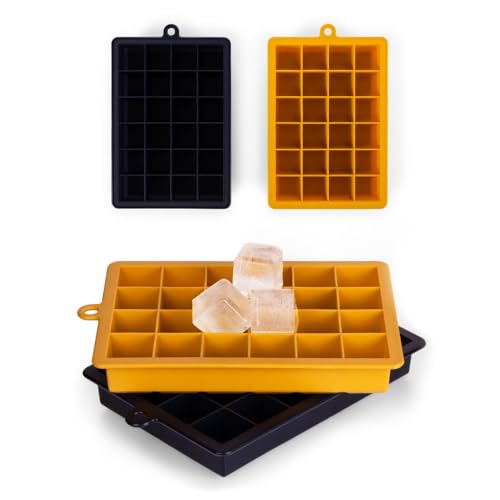 Blumtal Eiswürfelformen Silikon 2x24er, BPA-freier Eiswürfelmaker für 2,6 cm Eiswürfel, Schwarz-Blau und Spicy Mustard