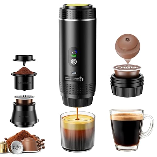 FNITAER Mini Kaffeemaschine für unterwegs, 3 in 1 Akku Espressomaschine mit USB, kompatibel mit Kapsel und gemahlenem Kaffee, 150 ml Tassenkapazität, für Wohnmobile und Camping