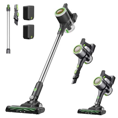 EUREKA NEC370 Akku Staubsauger, kabellos mit 2 herausnehmbaren Batterien, Überlegene Saugkraft & Filtersystem, 40*2 Min Laufzeit, Für Böden/Teppiche/Tierhaare