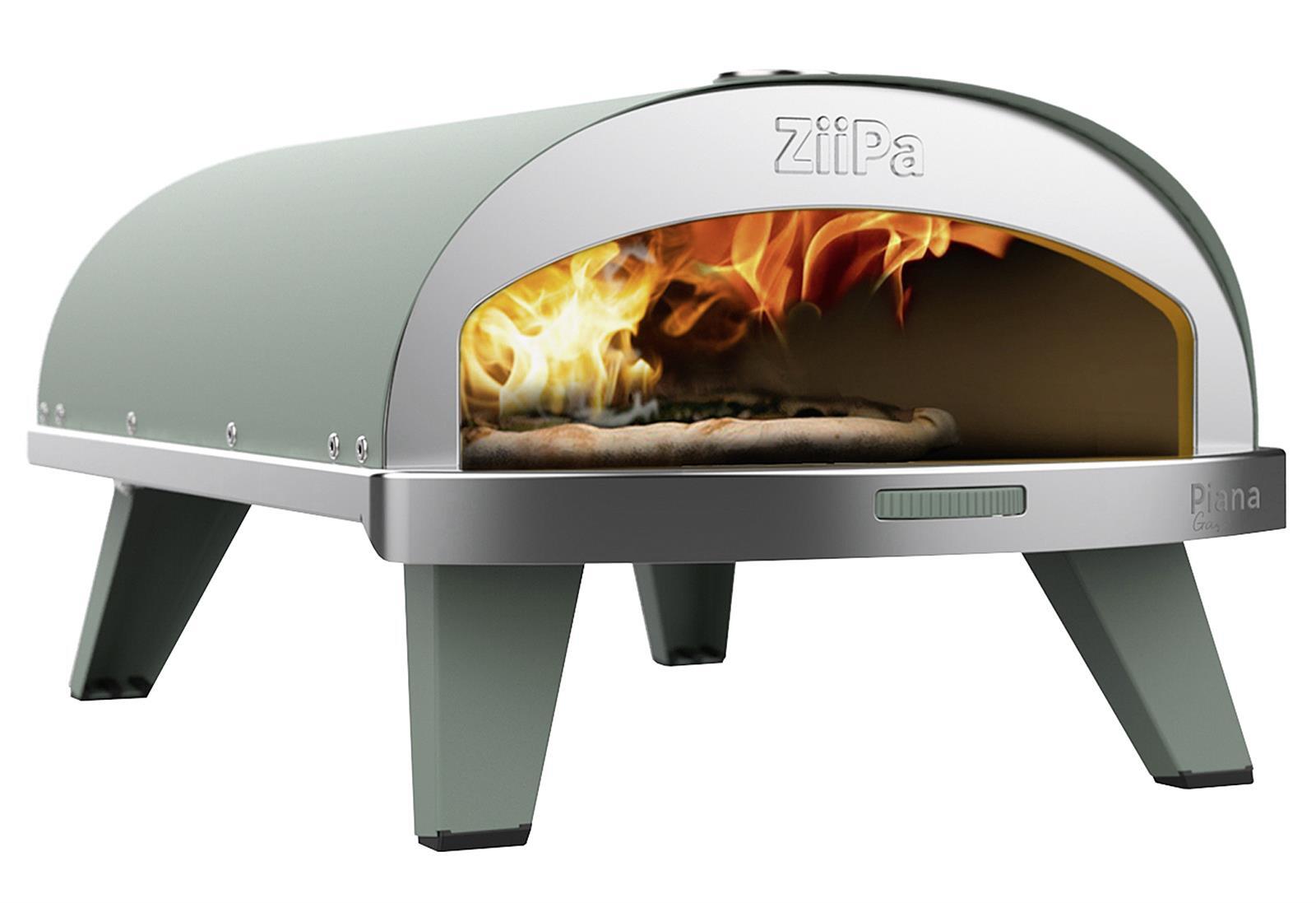Ziipa Gas Pizzaofen Piana grün - Kompakt, innovativ, Gasbetrieben, feuerfester drehbarer Stein