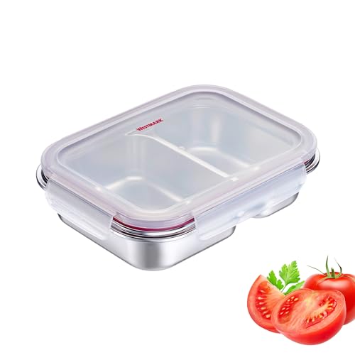 Westmark Edelstahl Lunchbox – Auslaufsichere, mikrowellen- und ofenfeste Bento Box, BPA-frei, Silber, geteilt 450 + 280 ml