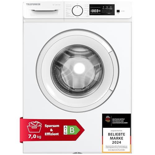 Telefunken W-7-1200-B-W, 7kg Frontlader Waschmaschine mit 1200 U/Min, Inverter Motor, AquaStop und Schontrommel, weiß