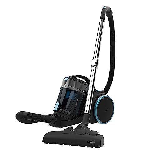 Cecotec CONGA ROCKSTAR MULTICYCLONIC XL ANIMAL PLUS, beutelloser Multizyklon-Staubsauger mit 800W, Schwarz/Blau, für Tierhaare, 4L Staubbehälter, inkl. Mopp-Zubehör