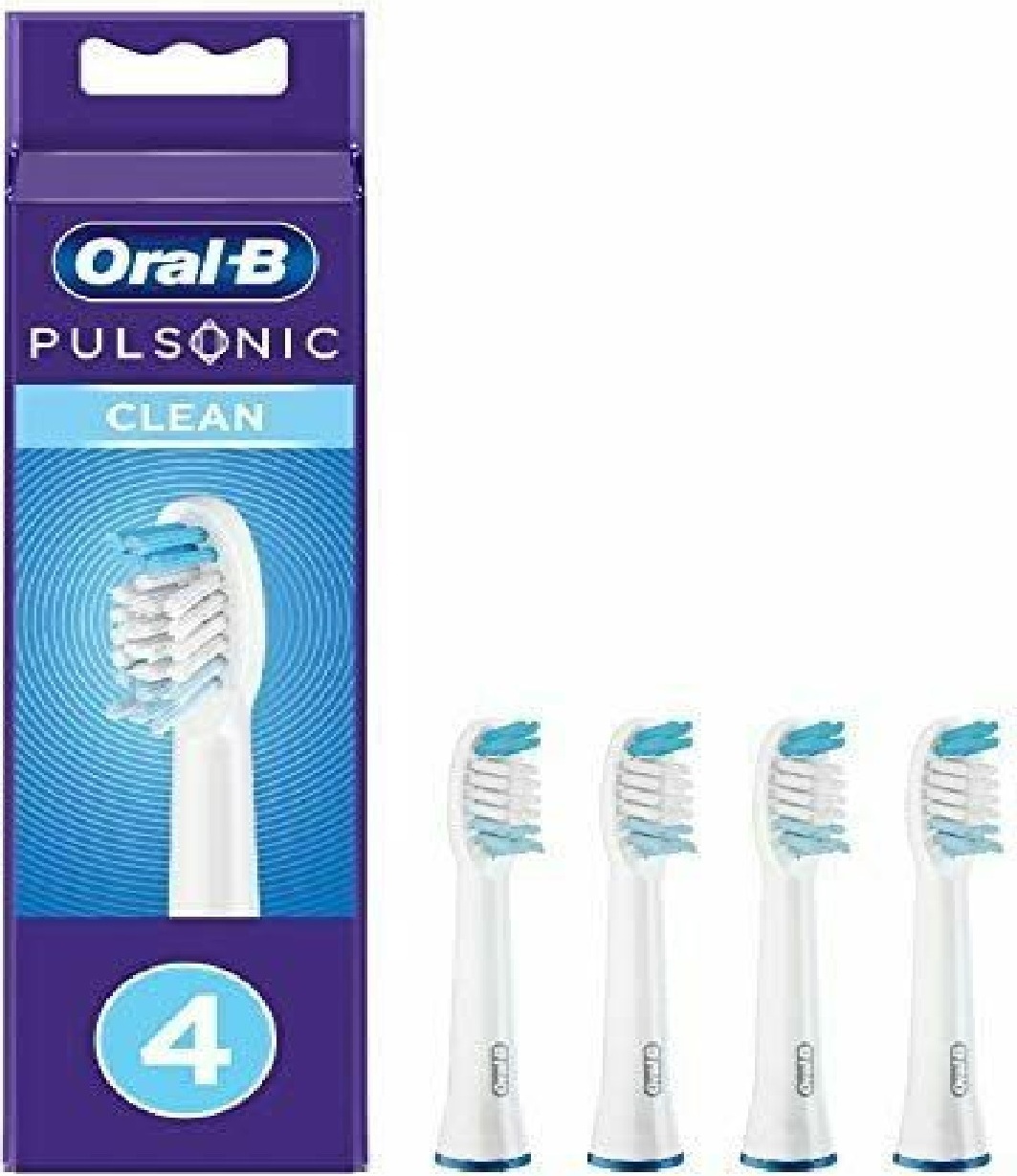 Oral-B Pulsonic Clean Aufsteckbürsten für Schallzahnbürsten, 4 Stück, effektive Plaqueentfernung, sanfte Reinigung