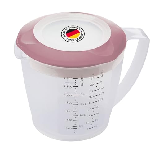 Westmark Rührbecher »Helena« mit Deckel, 1,4 l, mehrsprachige Skala und Sieb-Funktion, rosa