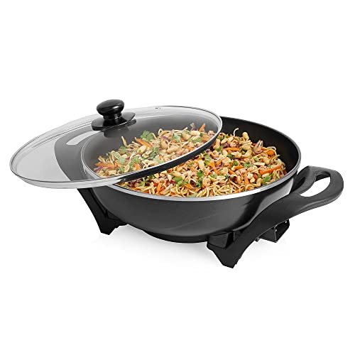 Tristar PZ-9130 Elektro-Wok, elektrische Bratpfanne, 1500W, 4,5 L, mit Deckel, schwarz