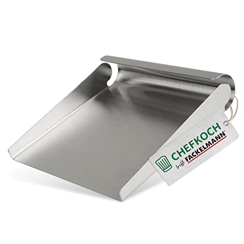 FACKELMANN Chefkoch Gemüsetaxi aus Edelstahl, praktische Küchenschaufel mit erhöhten Rändern, spülmaschinengeeignet, 15 x 15 x 3,5 cm