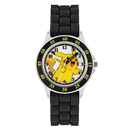 Pokémon POK9048, Unisex-Kinder Analog Quarz Uhr mit Pokémon Zifferblatt und Silikon Armband