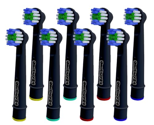 OneBuy24 - Aufsteckbürsten kompatibel mit Oral-B elektrischen Zahnbürsten – 8 Stück SCHWARZ. Kompatibel mit Precision Clean, Vitality, Professional Care, TriZone, Triumph, Advance Power, Smart Series