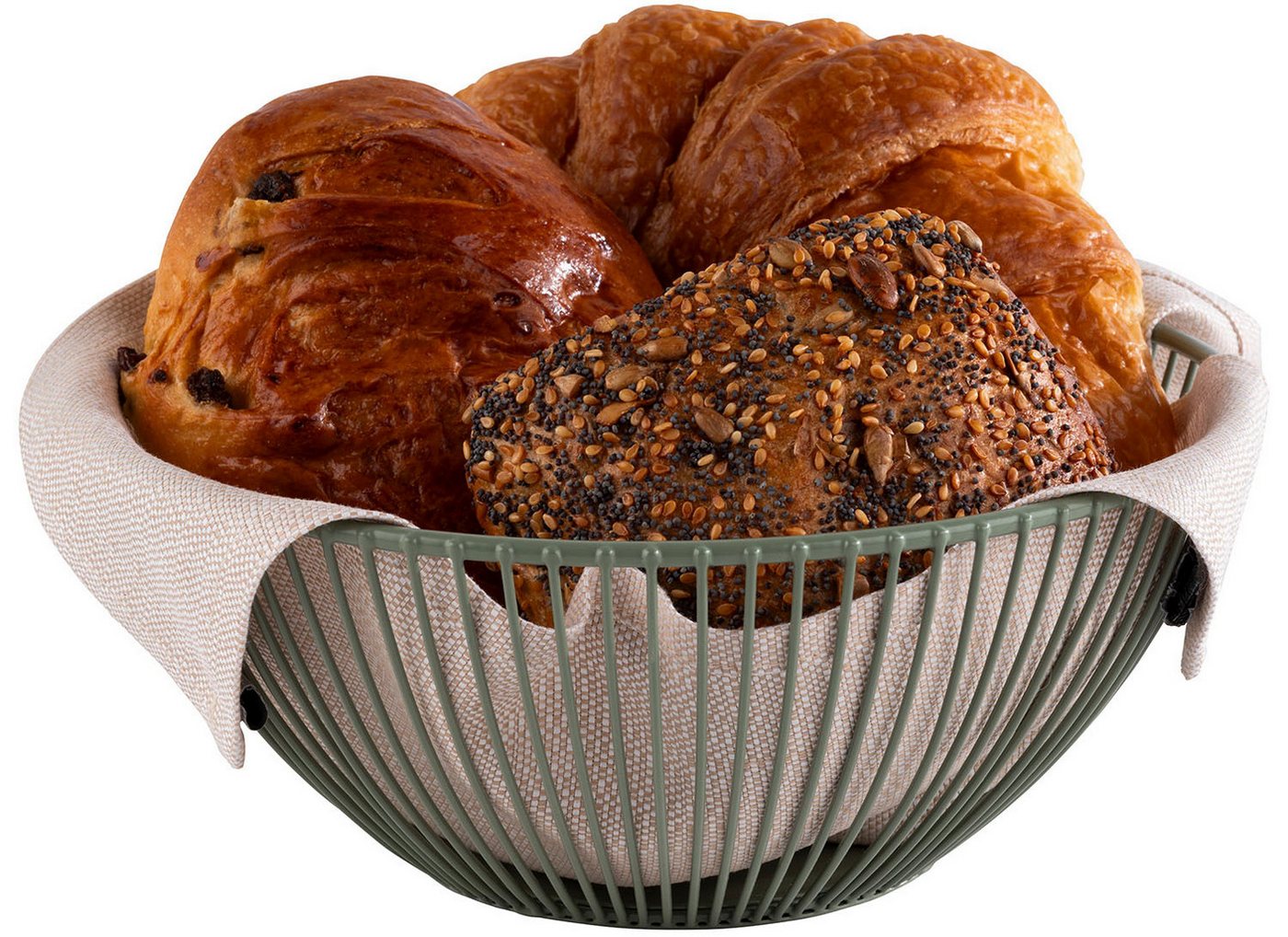 "APS Brotkorb SVART, Metall, Ø 20 cm, H: 8 cm, Smoke Green"