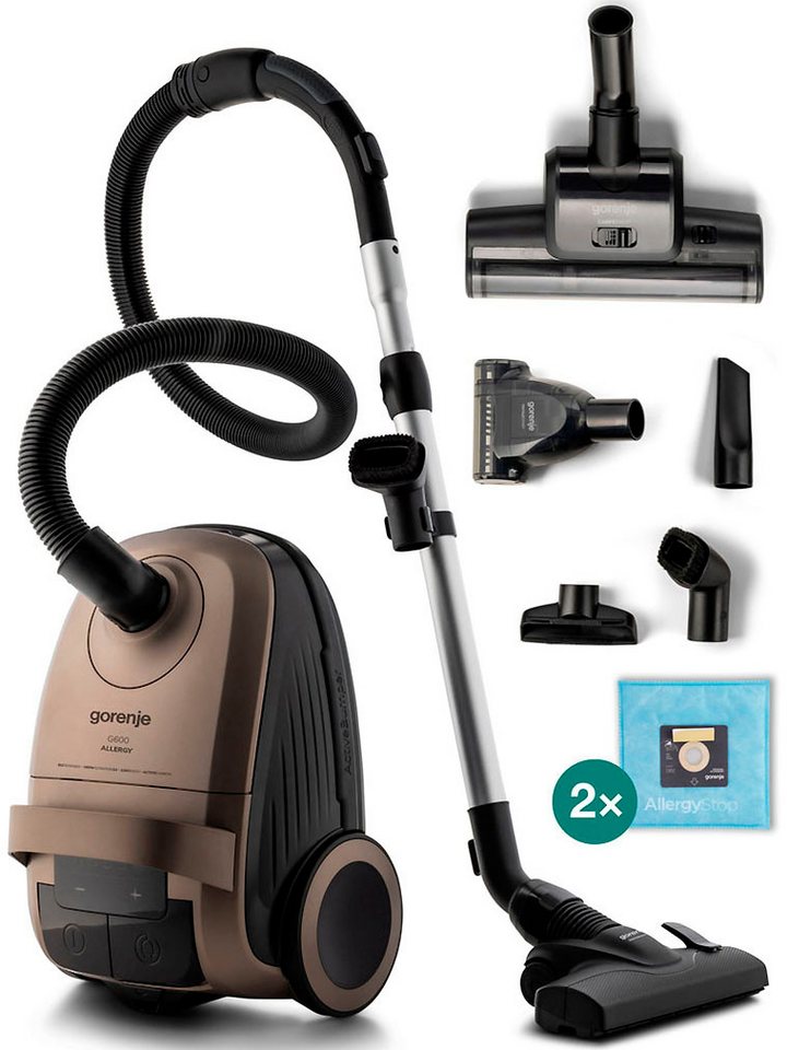 GORENJE Bodenstaubsauger G600 Allergy VCE28G6ALLGO, 850 W, leise, mit Beutel und automatischem Kabelaufzug, Aktionsradius 12 m