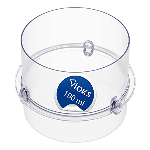 VIOKS Kleiner Messbecher 100ml, robustes Kunststoffzubehör für Vorwerk Thermomix TM5, TM31, TM21, TM3300, Schutz vor Herausspritzen