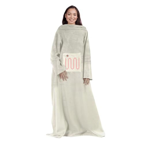 Mad Monkey Heizdecke mit Ärmeln, beige, beheizbare Decke für maximalen Komfort und vielseitige Nutzung