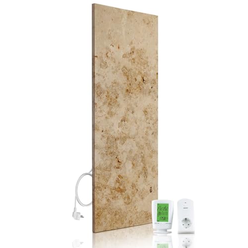 Marwona Marmor Naturstein Infrarotheizung 800 Watt mit Digitalthermostat | Energiesparende Marmor Infrarot Wandheizung | 5 Jahre Garantie | Made in Germany | Lymonit 800 Watt