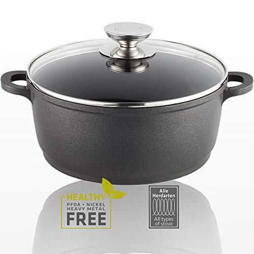 Berndes Induction Kochtopf Vario Click 20 cm, Induktion, Topf mit Deckel, allherdtauglich, robuster Aluguss, antihaft beschichtet, schwarz