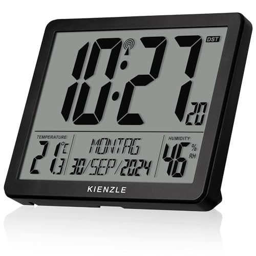 Kienzle Digitaler XXL Funkwecker, große Display-Anzeige, Temperatur- und Luftfeuchtigkeitsmessung, automatische Hintergrundbeleuchtung