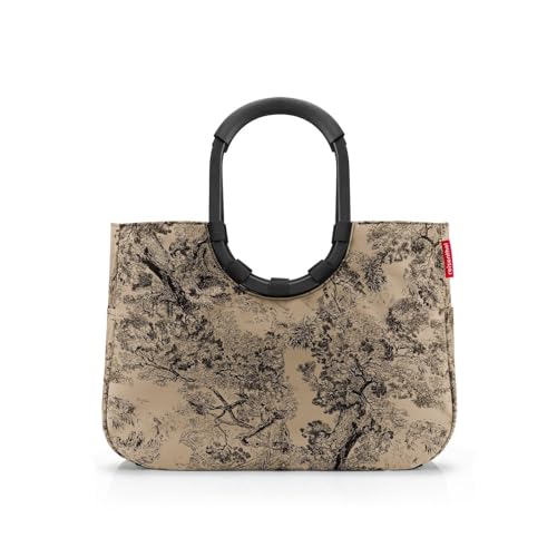 reisenthel loopshopper L, Einkaufstasche im Jacquard Design, 25 l Volumen, braun, mit Innenreißverschlussfach und Aluminiumgriffen