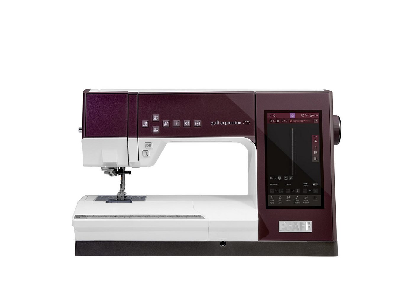 PFAFF quilt expression 725, Nähmaschine mit 8" Farb-Touchscreen, einstellbarer Laser-Nähführung und Nähfußerkennung