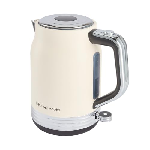 Russell Hobbs Hanley Retro Jasmine, Wasserkocher 1,7L, 2400W, Edelstahl, Vintage Design, Perfect Pour Ausgusstülle, 360° Sockel mit Kabelaufbewahrung