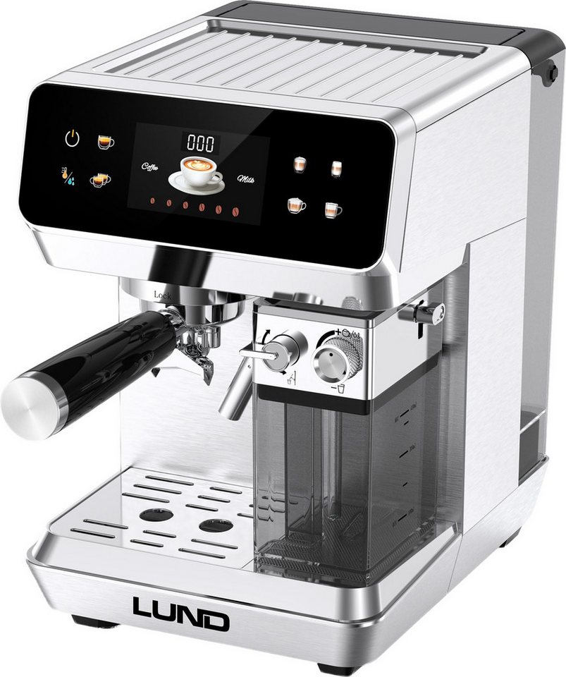 Lund Kaffeevollautomat, Edelstahl, 1350W, 8 Programme, automatischer Milchaufschäumer, Touch-Panel