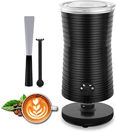 Milchaufschäumer Elektrisch 4-in-1, Milchschäumer für Heißer&Kalter Milchschaum Automatische mit 4 Modi，Anti-Rutsch Design, 400W, 240ml (Schwarz)