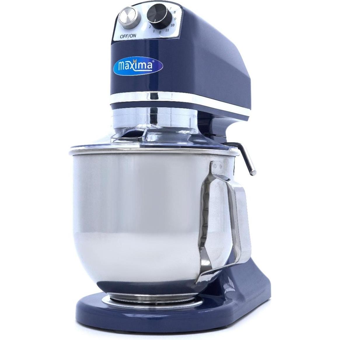 Maxima Planeetmenger, Küchenmaschine 7 L mit 11 Geschwindigkeiten, stahlblau, RVS Mengkom, für bis zu 2 kg Teig