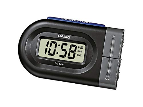 Casio Collection Unisex-Wecker DQ-543B-1EF, Schwarz, LED Beleuchtung, Tagesalarm, Schlummerfunktion, 12-/24-Stunden-Format