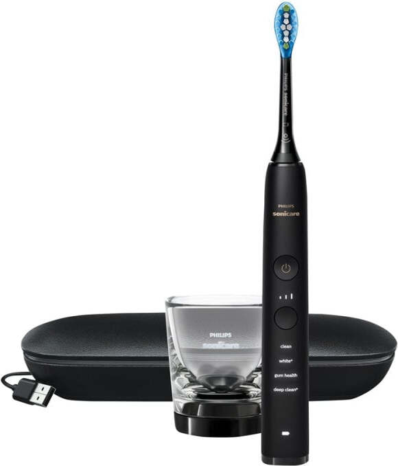 Philips Sonicare DiamondClean 9000 HX9911/09 Elektrische Schallzahnbürste mit App, Ultraschall-Zahnbürste, Schwarz, Integrierte Batterie, C3 Premium Plaque Defense